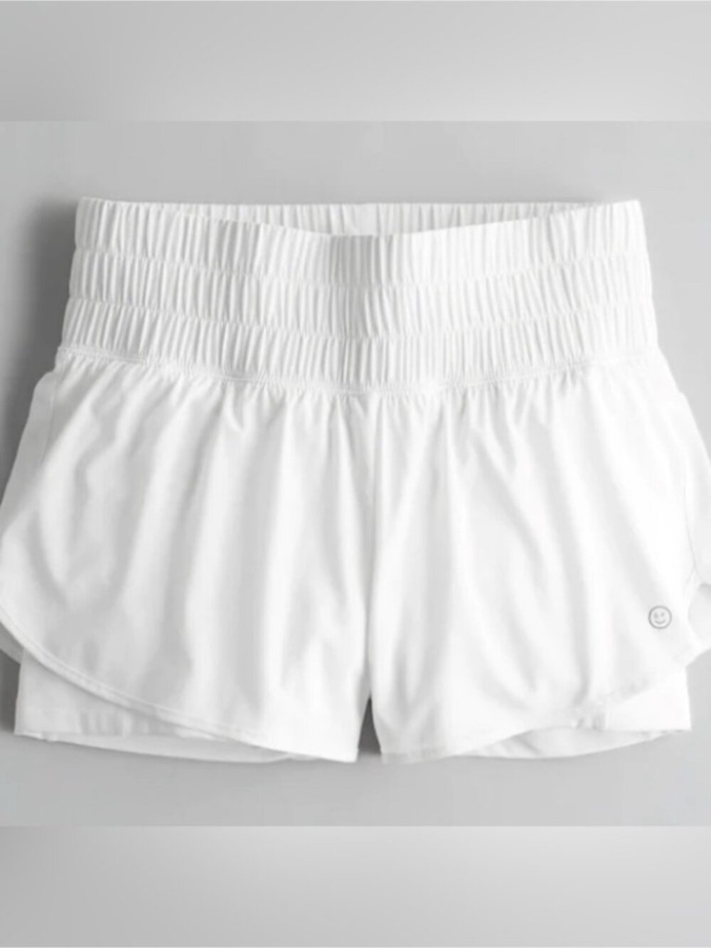 Gilly Hicks White Smocked Waist Lined Running Shorts Small